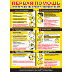 Плакат "Первая помощь при поражении электрическим током" (Пленка, 1 л.)