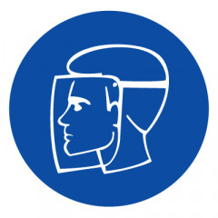 Знак M08 Работать в защитном щитке •ГОСТ 12.4.026-2015• (Пленка 200 х 200)
